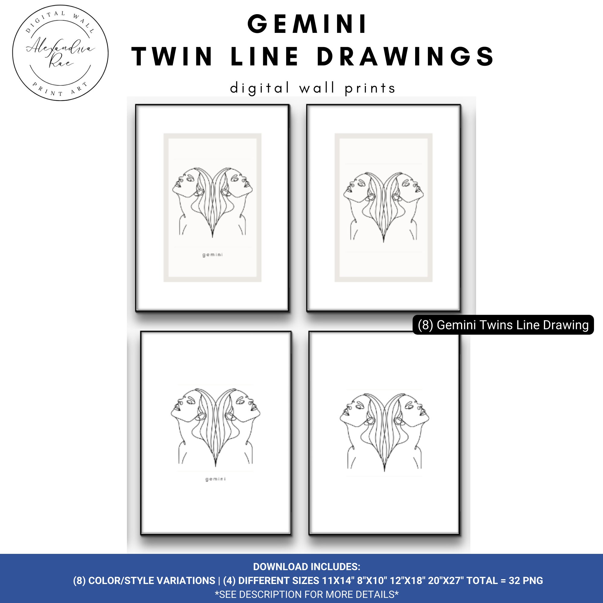 Gemini Astrology Digital Wall Printable Poster Pack - Etsy