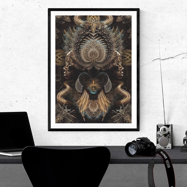 Affiche Psyart,digital, psychedelic Visionary Art, ethnic, fractal design, sacred geometry