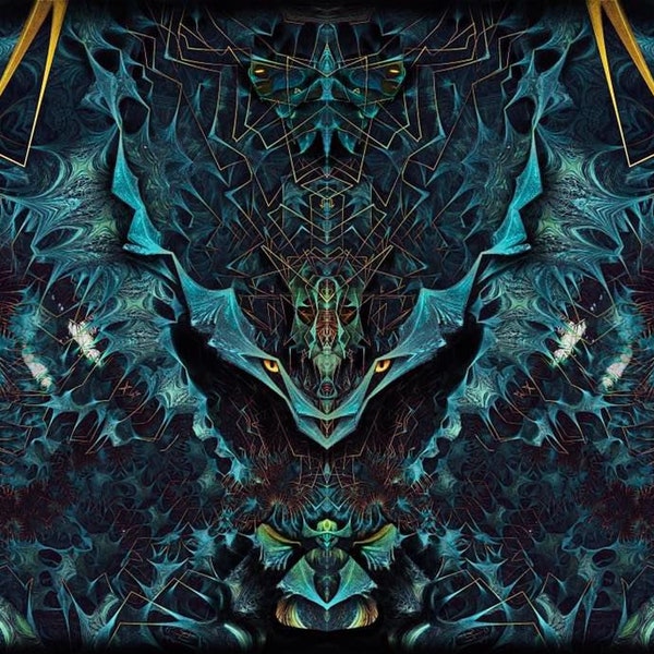 PRINT Dark fractal, Psychedelic Fractal Visualization,Trippy Visionary Art