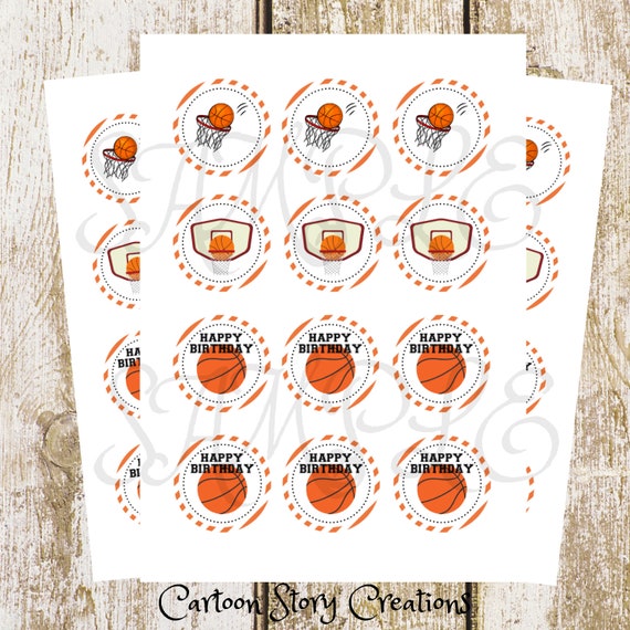 Basketball cupcake toppers Basketball party cupcake toppers Etsy