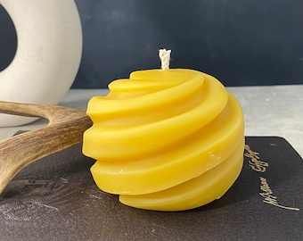 Large Beeswax Spiral Ball Candle: Clove Honey Scent