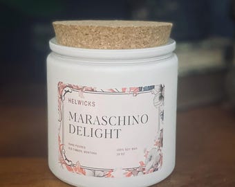 Maraschino Delight Soy Candle: Cocktail Scent, Wooden Wick