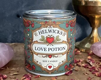 Love Potion Candle, Soy Candle with Wooden Wick, Soy Candle, Paint Tin Candle