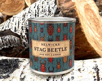 Stag Beetle Soy Candle, Bug Candle, Santal and Vetiver, Soy Candle, Natural Candle, Soy Candle with Wooden Wick