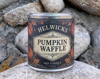 Pumpkin Waffle Candle,  Soy Candle with Wooden Wick, Paint Tin Candle,
