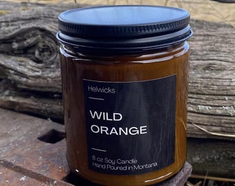 Wild Orange Candle, Soy Candle with Wooden Wick, 100% Soy Candle