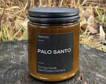 Palo Santo Candle, Soy Candle with Wooden Wick, 100% Soy Candle