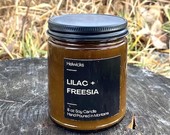 Lilac and Freesia Candle, Fresh Candle,  Soy Candle, Wooden Wick Candle