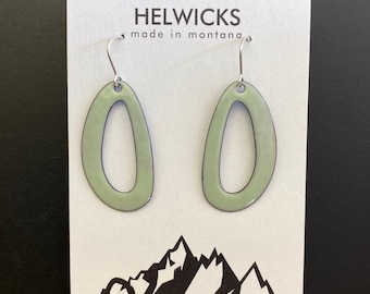 Willow Green Enamel Earrings: Sterling Silver Dangles, Handmade