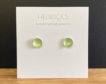 Handmade Pale Yellow Enamel Sterling Silver Studs