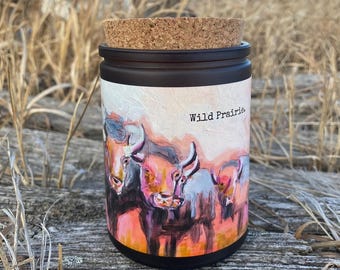 Wild Prairie Soy Candle: Suede, Orris, Wooden Wick - Made in Montana
