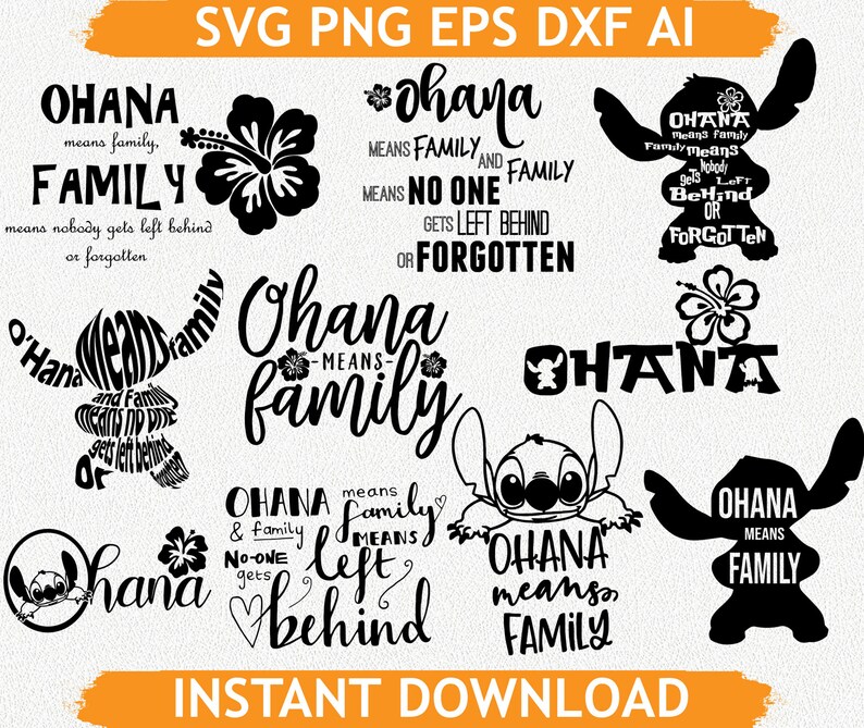Download Ohana Means Family svg Cricut eps png dxf ai silhouette | Etsy