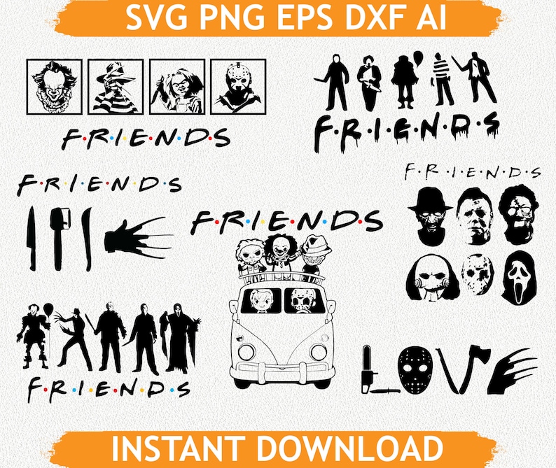 Halloween Friends svg Cricut eps png dxf ai silhouette | Etsy