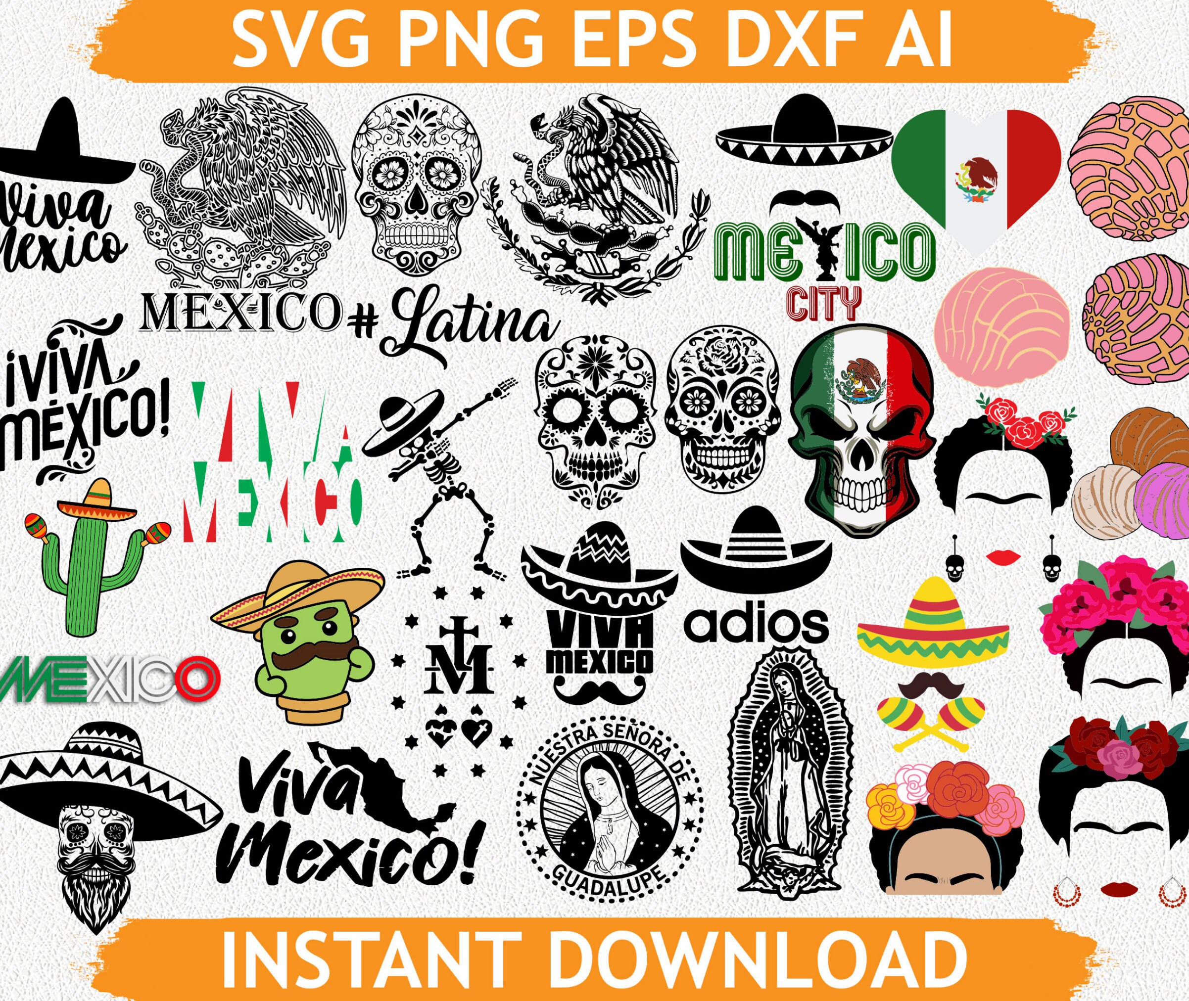 Mexican Bundle SVG Mexico Emblem svg Sugar Skull svg | Etsy