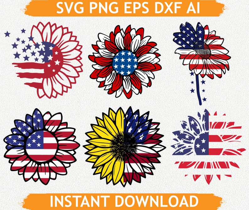 American Flag Sunflower svg Patriotic Sunflower Svg Cricut | Etsy