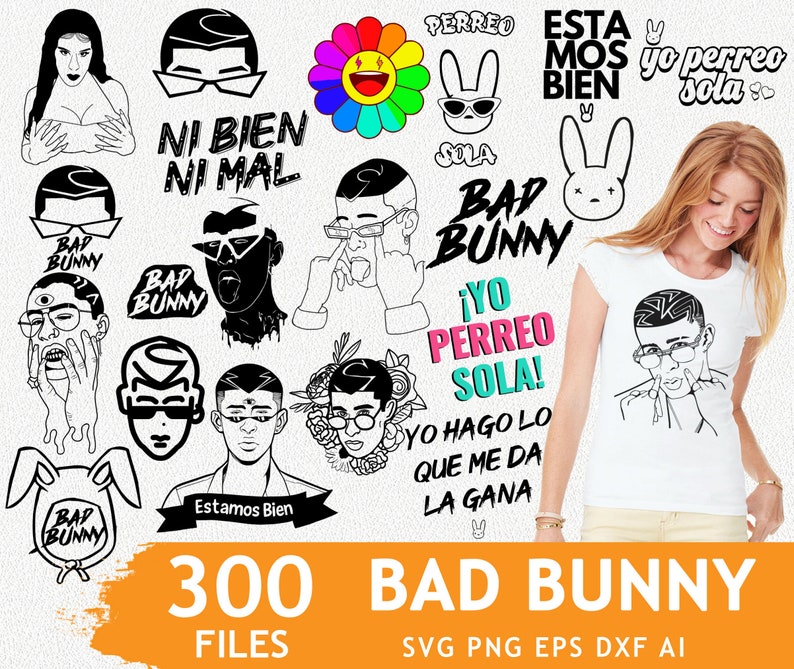 Download BIG 300 files Bundle musuc BB svg Cricut eps pngbad bunny ...