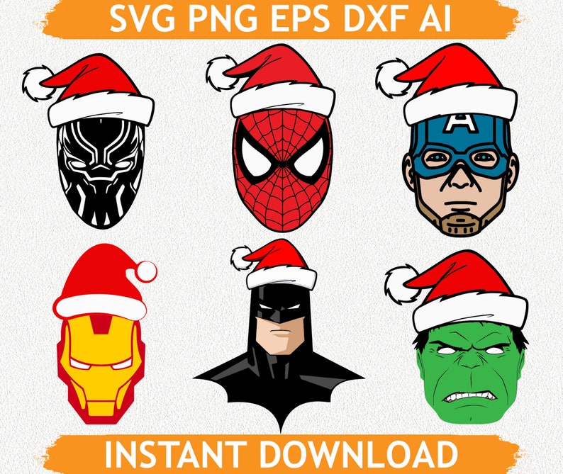 Christmas Superheroes svg Cricut eps png dxf ai | Etsy