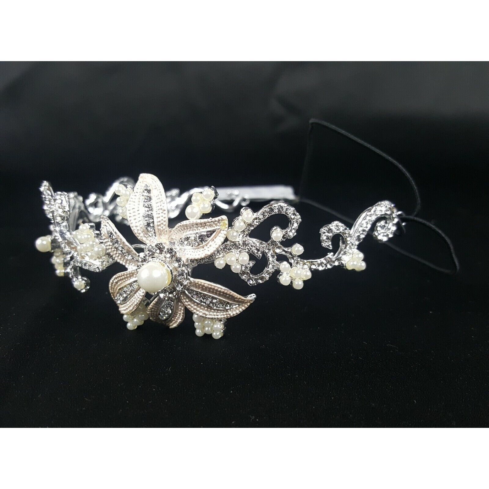 Bel-aire Bridal Headpiece Rhinestone and Pearl Bandeau Style  display picture 1