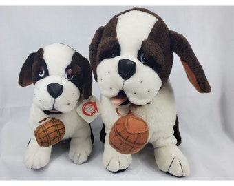 Lot of 2 Goffa Plush St. Bernard Brown White Puppy Dog Animal Stuffed Toy