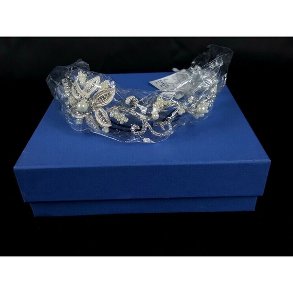 Bel-aire Bridal Headpiece Rhinestone and Pearl Bandeau Style  display picture 3
