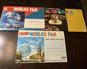 1964-1965 New York World's Fair 14 Official Views Postcard Booklets Ephemera