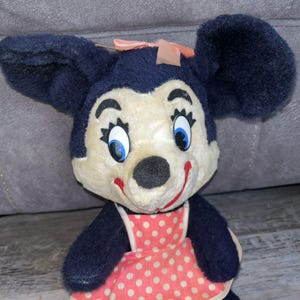 1950s Minnie Mouse Plush Stuffie Doll Walt Disney Distributing Co Vintage 12” image 2