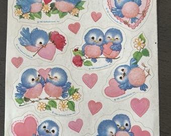 Vintage Hallmark BLUEBIRDS of HAPPINESS Stickers 1981 Lovebirds