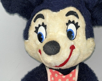 1950s Minnie Mouse Plush Stuffie Doll Walt Disney Distributing Co Vintage 12”