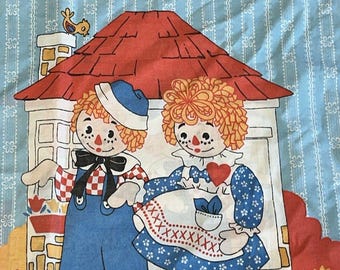 Poszewki na poduszki Vintage Raggedy Ann & Andy Standard Materiał Bob Merrills Lata 60./70.