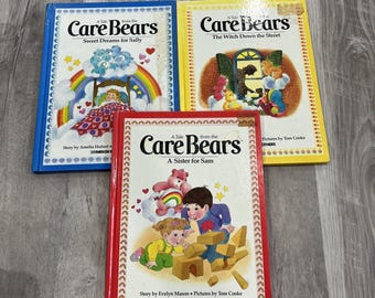 Lot Vintage Care Bears Books 1983 Sweet Dreams Sally Sister For Sam Witch HC!