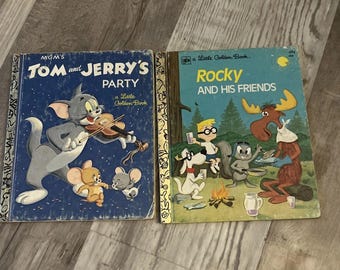 Little Golden Books Rocky Bullwinkle And Friends Tom And Jerrys Party VTG LGB