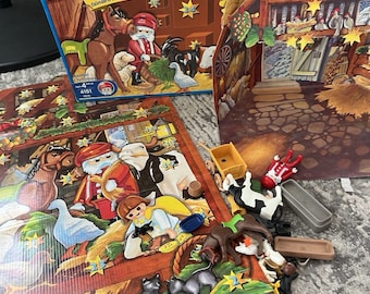 Rare Playmobil Advent Calendar Barn Animals Christmas #4151  Santa Angel 2004