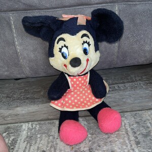 1950s Minnie Mouse Plush Stuffie Doll Walt Disney Distributing Co Vintage 12” image 7