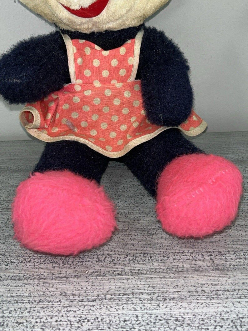 1950s Minnie Mouse Plush Stuffie Doll Walt Disney Distributing Co Vintage 12” image 8