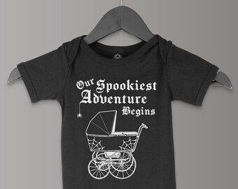 Our Spookiest Adventure Begins | Goth Baby Clothes | Gothic Baby Clothes | Punk Baby Clothes | Pregnancy Announcement | Baby Halloween