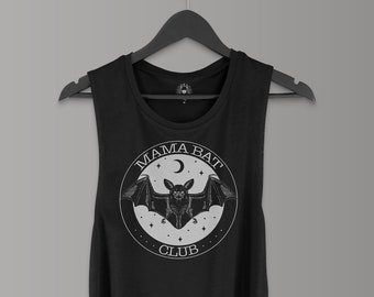Mama Bat Club Muscle Tank / Goth Abbigliamento Donna / Goth Mom / Punk Mom / Heavy Metal Mom / Rock Mom / Alternative Mom / Mother's Day Gift