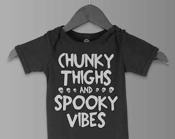Chunky Thighs and Spooky Vibes | Goth Baby Clothes | Gothic Baby Clothes | Punk Baby Clothes | Horror Baby Clothes | Baby Halloween