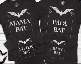 Mama Bat Papa Bat Baby Bat Little Bat | Matching Family Shirts | Family Halloween Shirts | Goth Family Shirts | Goth Clothing | Gothic Baby