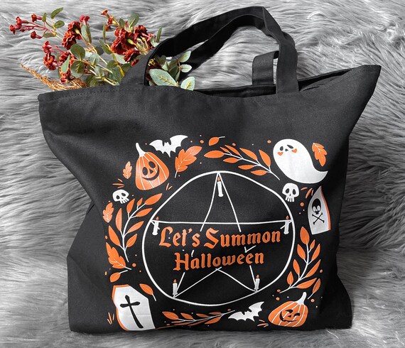 Let's Summon Halloween Tote Bag | Occult Bag | Goth Tote Bag | Gothic Tote Bag | Witchy Tote Bag | Spooky Diaper Bag | Reusable Bag