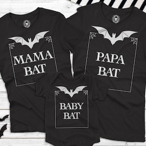 Mama Bat Papa Bat Baby Bat Shirts | Matching Family Shirts | Family Halloween Shirts | Goth Family Shirts | Goth Baby Clothes