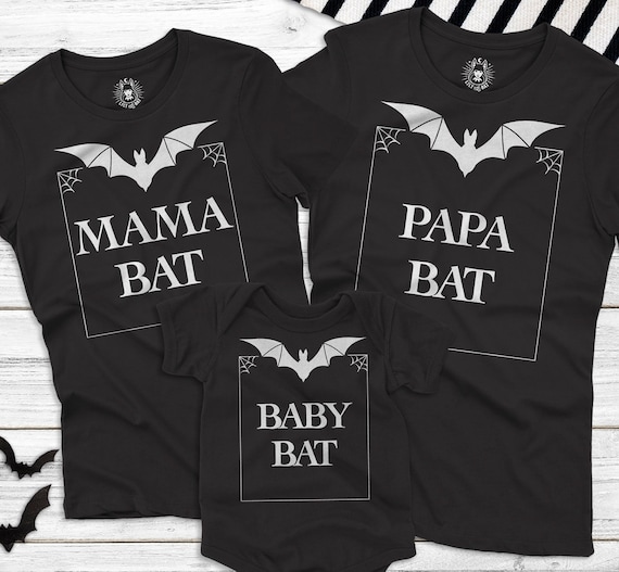 Mama Bat Papa Bat Baby Bat Shirts | Matching Family Shirts | Family Halloween Shirts | Goth Family Shirts | Goth Baby Clothes