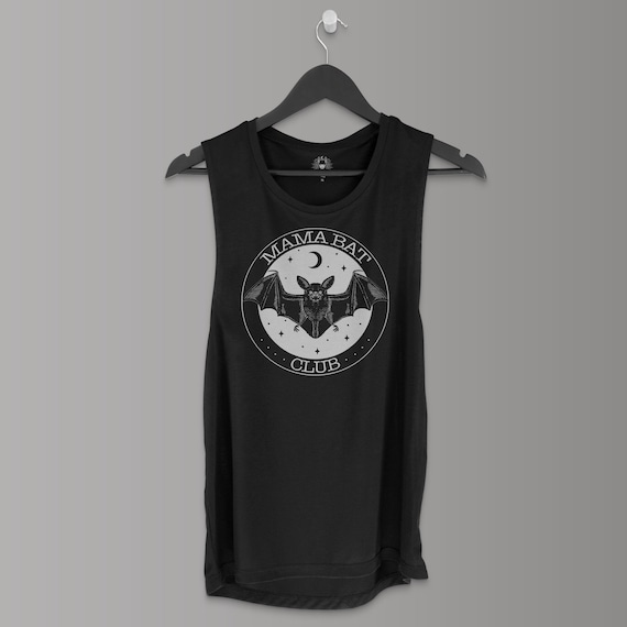 Mama Bat Club Muscle Tank | Goth Clothing Women | Goth Mom | Punk Mom | Heavy Metal Mom | Rock Mom | Alternative Mom | Mother’s Day Gift