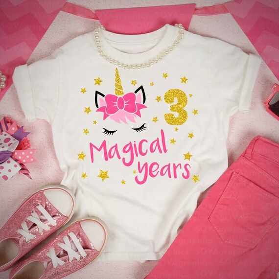 Download Unicorn Svg 3rd Birthday Svg 3 Magical Years Svg Third Etsy