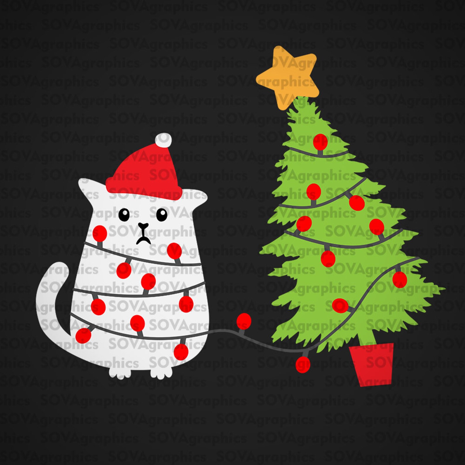 Christmas Cat Svg Christmas Svg Cat Svg Dxf Eps Tree Svg Etsy