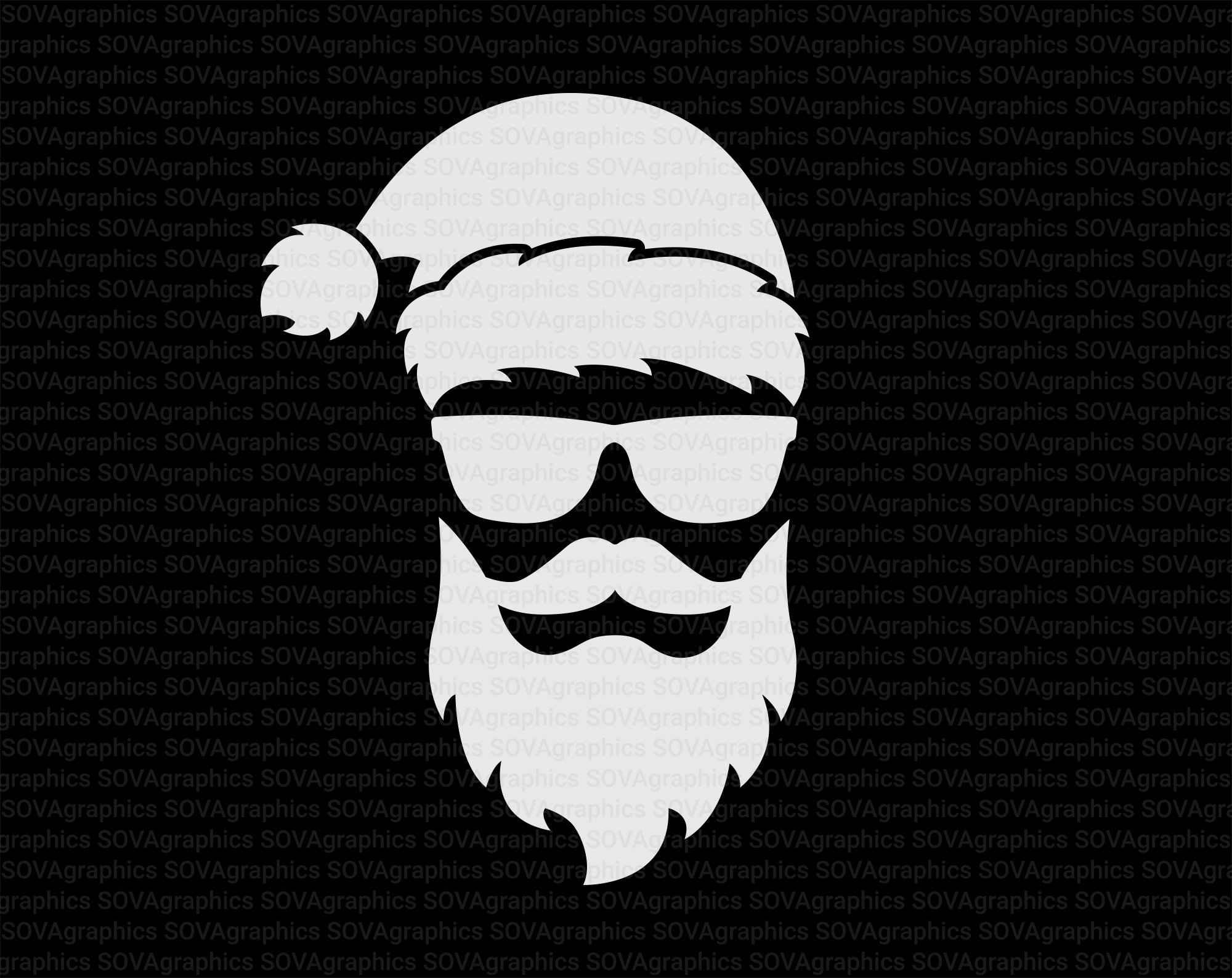 Santa Face Svg Santa With Sunglasses Svg Santa Svg - Etsy