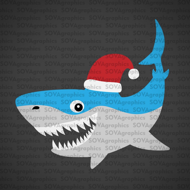 Download Santa Shark svg Christmas svg Shark svg dxf png Santa Hat ...