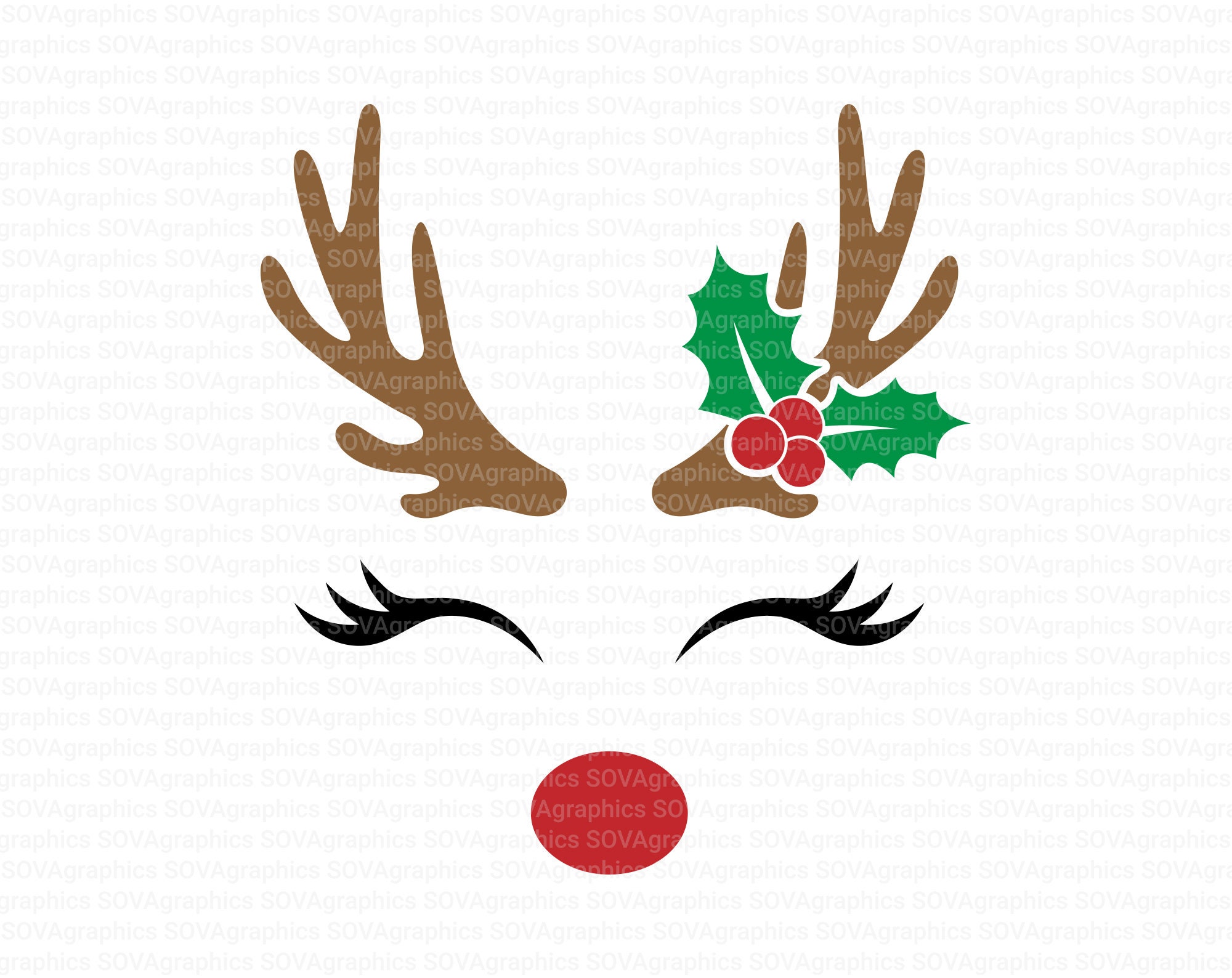 Reindeer svg Holly svg Christmas Reindeer Face svg | Etsy