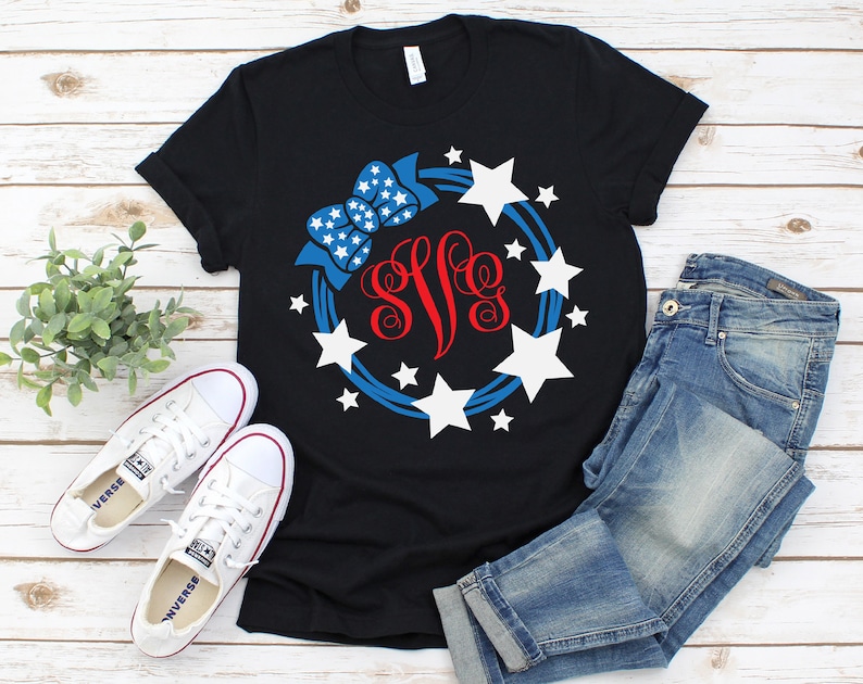 Print Silhouette Cut File Monogram svg Independence Day svg Fourth of July svg Patriotic 4th of July svg USA Monogram svg Cricut