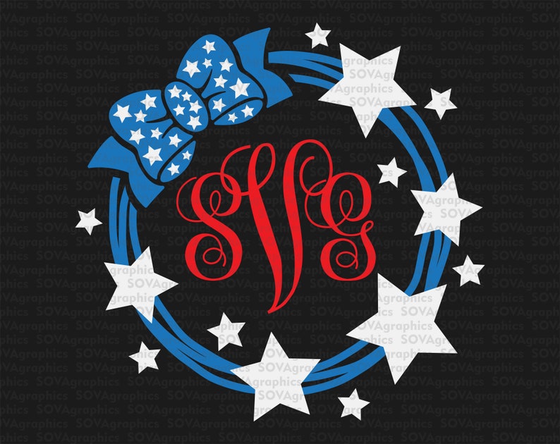 Print Silhouette Cut File Monogram svg Independence Day svg Fourth of July svg Patriotic 4th of July svg USA Monogram svg Cricut