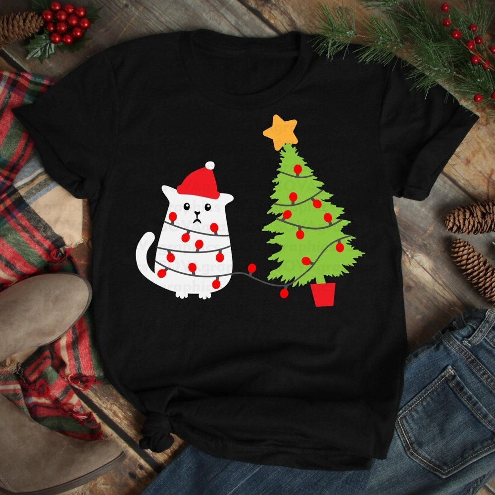 Christmas Cat Svg Christmas Svg Cat Svg Dxf Eps Tree Svg Etsy